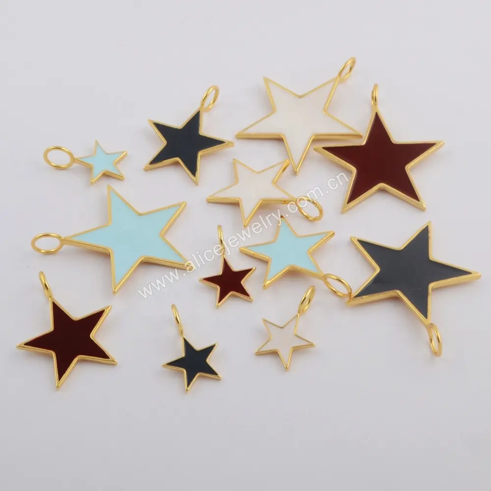 WX1102 Gold plated star shape necklace pendant enamel pendant charms for jewelry making