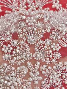 패션 스페인어 레이스 두바이 반짝이 레이스 패브릭 메쉬 터키 이브닝 드레스 - Product Image 6