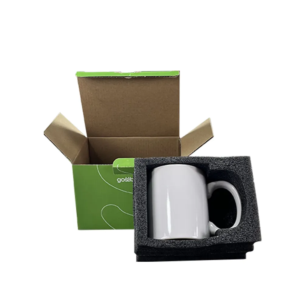 Boîte d'emballage personnalisée en carton blanc ondulé pour tasse à café, boîte d'emballage avec insertion de mousse pour l'expédition