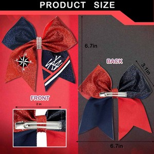 Fashion Sparkling Glitter Cheer Leading Hair Bow Glitter Grosgrain Ribbon Bows Hair Band Hair <b>Tie</b> for Girls and Women - Product Image 3