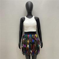 Jupe en plumes pour femmes, costume de carnaval, samba, fête, jupe courte en plumes rouge et noire, accessoires de danse, performance, festival