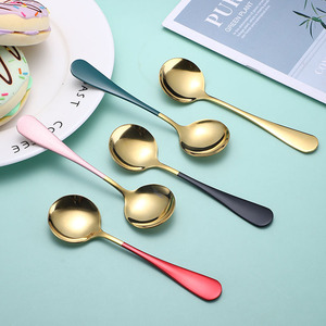 Cuillère à tête ronde en acier inoxydable 304, peinte, pour café/glace/dessert, cuillère à nid d'oiseau/lotus - Product Image 2