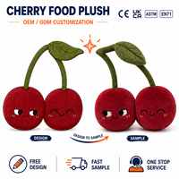 Peluche personnalisée cerise longue, OEM ODM, mignonne, double fruit, super douce, poupée alimentaire en peluche, fabricant en gros sur mesure