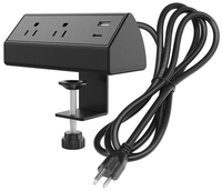 Multiprise de bureau à fixation par pince avec port USB-C 18W, prises de charge rapide 12A, prise à fixer sur le bord de table ou la jambe pour la salle de conférence, le bureau à domicile