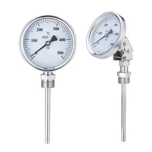 Stainless Steel Bimetal Temperature Gauge Industrial 0-600C Hot Water Bimetallic Thermometer