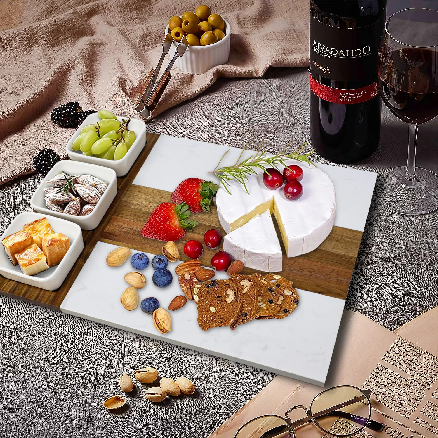 Gl Custom Charcuterie Board Dienblad Acacia Houten Marmeren Kaasplank Set En Messenset Met Keukengerei Set