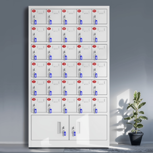 Armoire de rangement en acier moderne pour téléphones mobiles et outils électriques - Verrouillage électronique intégré avec charge, serrure à clé, interphone et étanche - Product Image 5