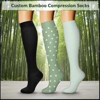 Chaussettes de compression personnalisées pour infirmières - Saison printemps, fibre de bambou, 20-30 mmHg, hauteur genou, séchage rapide, respirantes, logo personnalisable sur le dessous