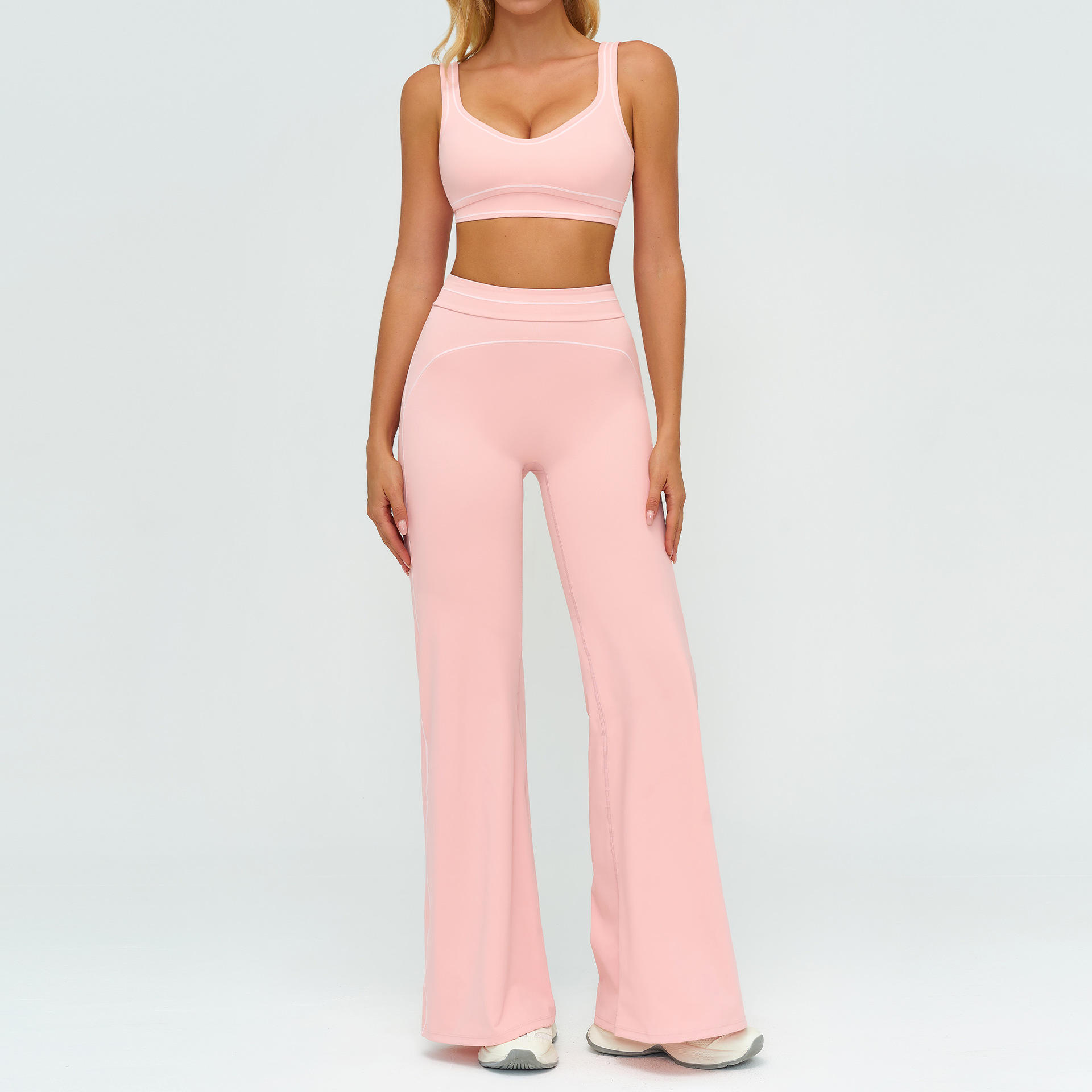 7028 กางเกงขายาวแขนยาว 7028-2 กางเกงขากว้าง - สีพีชชมพู