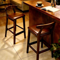Tabouret de bar en bois massif à haut dossier, usage commercial et domestique, design moderne, pivotant, hauteur réglable, mobilier de bar