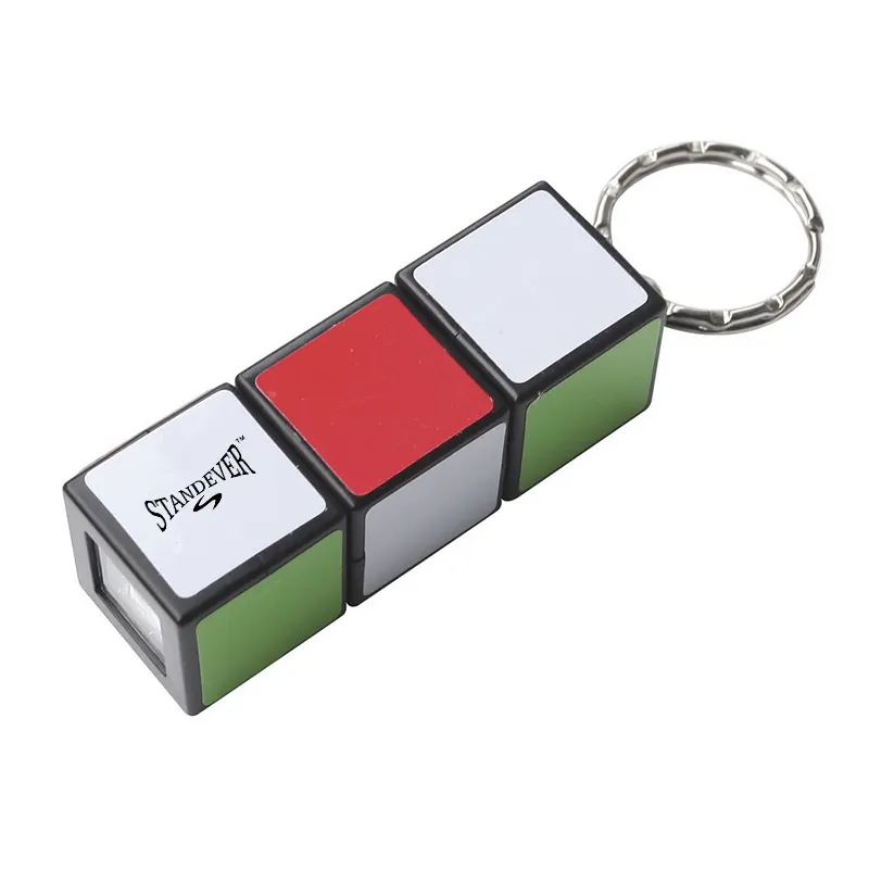 Custom logo mini LED Key Ring Flashlight Magic cube Key Chain Light Keychain for Promotion Gift