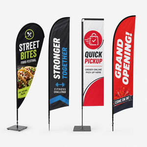 Banderas Promocionales de Poliéster Impresas Personalizadas con Mástil de Fibra de Vidrio, Pancarta Publicitaria Exterior Tipo Pluma, Exhibición de Marca Empresarial - Product Image 1