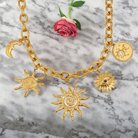 SUMMLY Collier tendance avec pendentif lune DIY, chaîne en acier inoxydable plaqué or 18 carats, bijoux de mode, vente en gros, design créatif