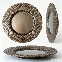 Assiette de présentation en verre taillé diamant bronze marron pour la vente en gros, sous-assiette décorative pour mariages, hôtels et tables à domicile