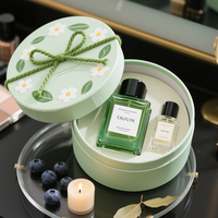 Coffret cadeau CALFLYN parfum aux herbes fraîches-Boîte verte ornée de marguerites rondes, 2 pièces (bouteille + roller) | Marque privée OEM/ODM
