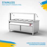 X-MING listrik makanan hangat kabinet/baja tahan karat penghangat makanan Bain Marie harga pabrik Bain Marie dengan kabinet dengan kaca