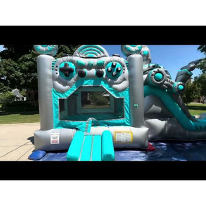 Tobogán Inflable Doble <span class=keywords><strong>para</strong></span> <span class=keywords><strong>Piscina</strong></span>, Lago y Mar, <span class=keywords><strong>Casa</strong></span> de Brinco <span class=keywords><strong>con</strong></span> Temática de Robot y Tobogán - Product Image 3