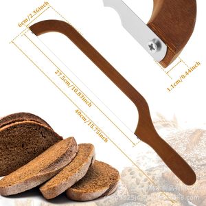 Cortador de pan de madera para uso transfronterizo, cuchillo de pan serrado, cortador de pan de madera maciza sencillo para repostería, utensilio de cocina - Product Image 1