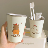 Gobelet à brosse à dents pour enfants en acier inoxydable 304, motif ours de dessin animé, design haut de gamme, pour dortoir et usage domestique