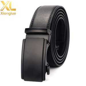 Ceinture en cuir de vachette réglable sans trou avec boucle plate en métal massif, sangle de taille formelle simple - Product Image 2