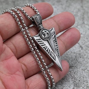 Yunnique-collar con colgante de flecha de acero inoxidable para hombre, amuleto vikingo de estilo nórdico, diseño geométrico, joyería de regalo - Product Image 2
