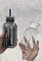 Bouteille d'eau potable en verre réutilisable de 24oz avec marqueur de temps adapté aux boissons, jus de fruits, sodas