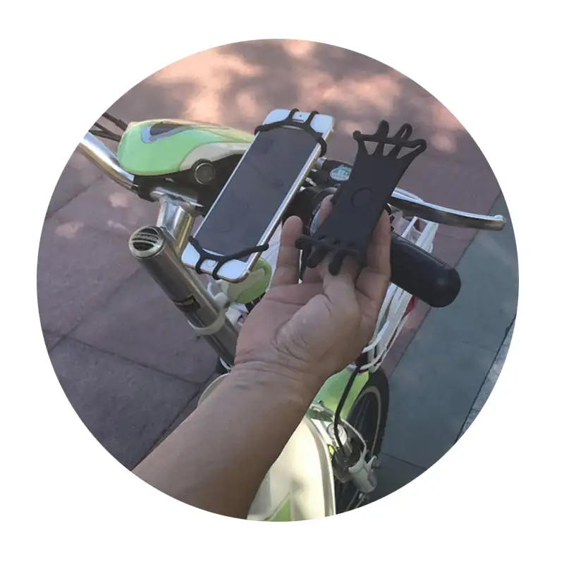 360 학위 회전 실리콘 전화 브래킷 자전거 오토바이 스탠드 안티 드롭 모바일 GPS 홀더 4-6 인치 스마트 폰