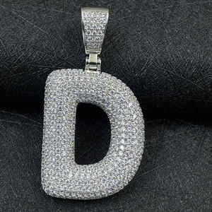 Wholesale Alphabet Men Pendant 925 Sterling <b>Silver</b> Big Size Zircon Moissanite Iced Out D <b>Initial</b> Letter <b>Necklace</b> Jewelry - Product Image 3
