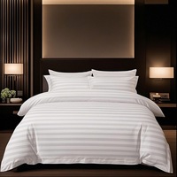 Draps de lit d'hôtel en coton blanc moderne 1cm/3cm Literie confortable de luxe rayée en satin