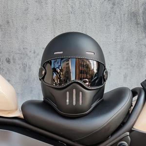 Nouveau casque de moto intégral rétro pour hommes et femmes, design vintage Cafe Racer, <span class=keywords><strong>coque</strong></span> en fibre de verre, boucles en acier inoxydable, haute qualité - Product Image 3