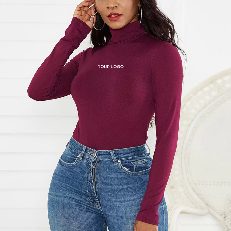F230419 Custom Turtleneck Skinny Nylon Bodysuit