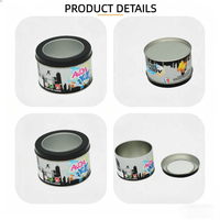 Boîte d'emballage ronde en étain personnalisable avec ouverture fenêtrée et logo sur mesure pour les collations