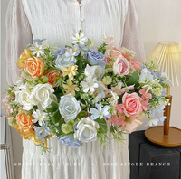 Bouquet de roses artificielles en soie pour mariage, décoration de la maison, fleurs décoratives