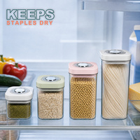 Boîte de rangement alimentaire hermétique empilable à bouton-poussoir, transparente, pour céréales, grains, café, distributeur de grains de café, bocaux de rangement pour la cuisine