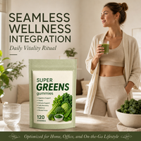 SYC BIO Super Greens Gummies Naturels Mélange de Légumes Verts Quotidien Favorise la Digestion Formule de Soutien au Bien-être 120 Comprimés Sac de 600g Usine