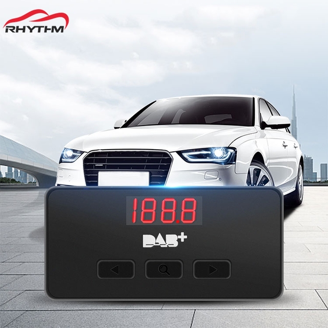 Rhythm Plug and Play Car DAB+ Radio Receiver with Amplifier USB Powered Antenna FM Transmitter Easy Installation