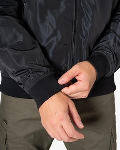 Chaqueta bomber verde personalizada para hombre, diseño bordado de satén brillante ligero, cierre de cremallera de seguridad activa para invierno, venta al por mayor - Product Image 6
