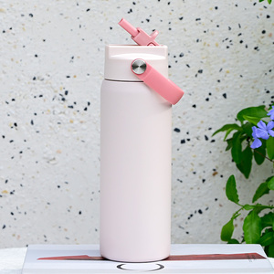 New 24oz Powder Coated Metal 4-in-1 Straw Lid Water <b>Bottle</b> Thermal Insulated Sports Canteen for School Kids - Product Image 1