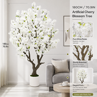 Arbre artificiel de cerisier blanc, grand arbre en pot pour l'intérieur, arbre de sakura pour la décoration d'hôtel et de maison