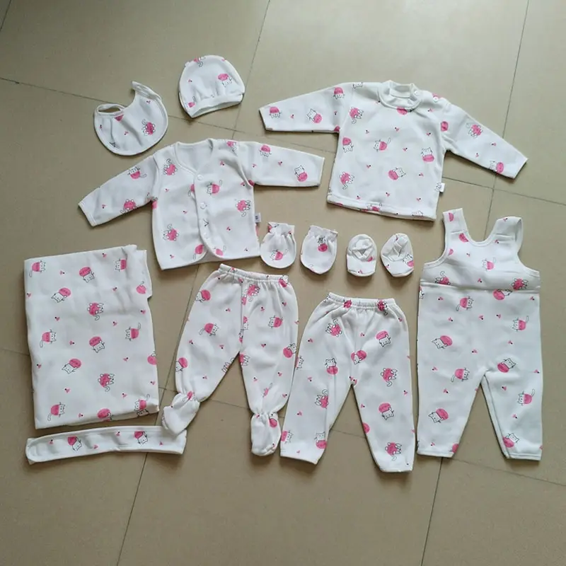 11 قطعة Layette طقم ملابس لحديثي الولادة إكسسوارات للأطفال الأولاد والبنات يناسب حديثي الولادة حتى عمر 0-12 شهرًا