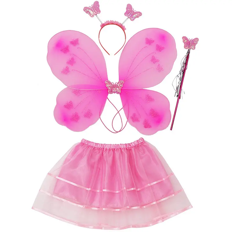 A346 ngày trẻ em ngày giáng sinh ăn mặc thiên thần Headband Fairy Stick bán hàng cánh bướm Bộ bốn