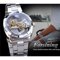 Forsining 2023 Montre GMT1165 pour hommes Montre mécanique transparente à engrenages argentés et squelette en acier inoxydable Montres automatiques pour hommes