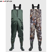 Kippo Luxe vente en gros Nylon imperméable Wading bateau pêche protège-poitrine avec bottes chasse combinaison chaussures