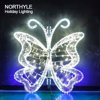 Luz de calle con Motivo de mariposa LED 2D, luces de hadas de Navidad, luz de poste para exteriores para decoración de parque cuadrado