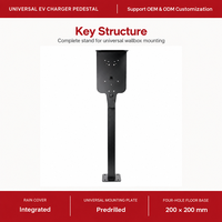 Support de chargeur EV extérieur en acier galvanisé noir avec plaque de montage réglable personnalisée JH-Mech, crochet de câble pour auvent et base au sol