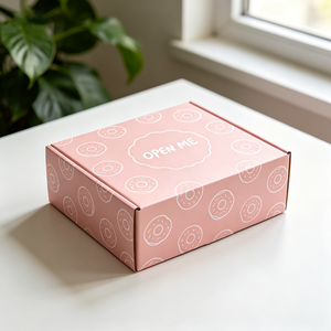Boîte à donuts de luxe imprimée <span class=keywords><strong>double</strong></span> face rose, expédition rapide en 72h, boîte <span class=keywords><strong>d</strong></span>'expédition en carton imperméable - Product Image 2