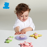Nouveau jouet souple en silicone classique pour bébé jeu de ventouse ensemble de dentition rotatif avec jouet rotatif pour les nouveau-nés de dentition