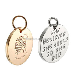Etiquetas <span class=keywords><strong>de</strong></span> Joyería <span class=keywords><strong>de</strong></span> Acero Inoxidable con Logotipo Grabado, Diseño <span class=keywords><strong>Personalizado</strong></span>, Discos <span class=keywords><strong>de</strong></span> 1 mm <span class=keywords><strong>de</strong></span> Grosor, Chapados en <span class=keywords><strong>Oro</strong></span>, Plateados Brillantes - Product Image 1