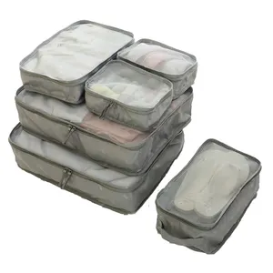 Set da 6 pezzi Set di cubi di imballaggio grigio morbido organizzatore di imballaggio da viaggio