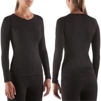 Couche de base à manches longues de compression légère pour femmes motif solide antibactérien antistatique respirant Anti-UV écologique